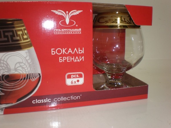 EAV49-188  Набор 6 бокалов для бренди с рис  Рус.у