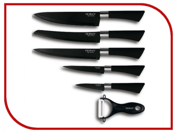 Z-3086 Набор ножей,6 предметов,ручки прорезиненные